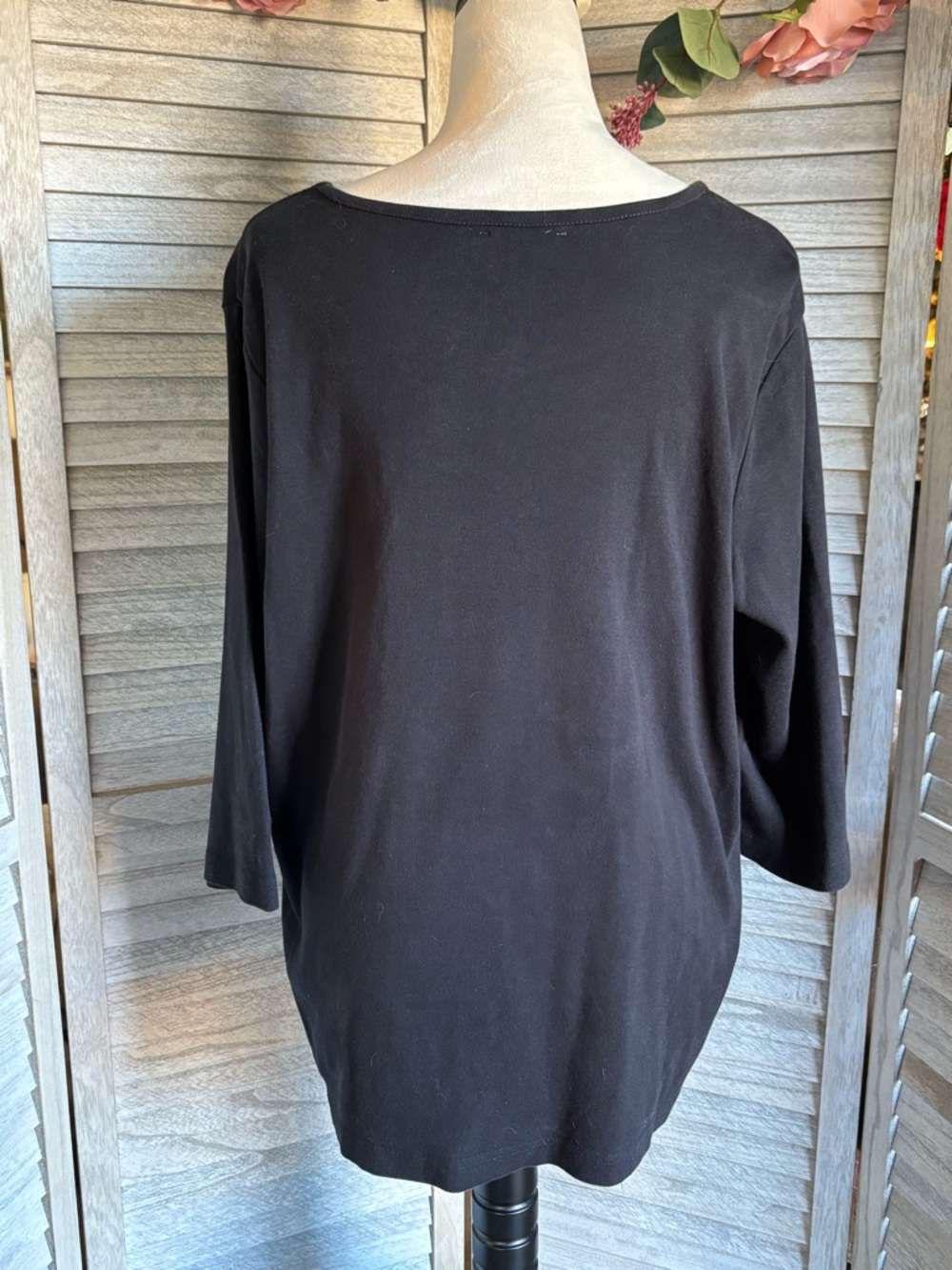 Vintage Quacker Factory Women’s SZ 2X Black 3/4 Sleeve Shirt w/Rhinestone Crown - Picture 4 of 9